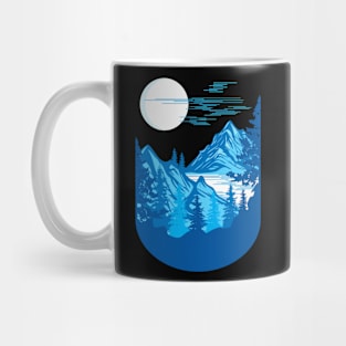 nature mountains design in blue Mug